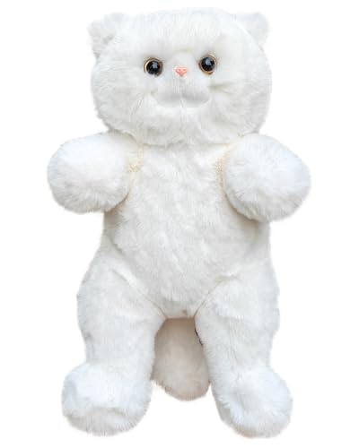 HUIJUFU Realistisches Katzenplüschtier, 45 cm, Kuscheltier, lebensechte ausgestopfte Katze, weiches Plüschtier, Peluche de Gato (White) von HUIJUFU