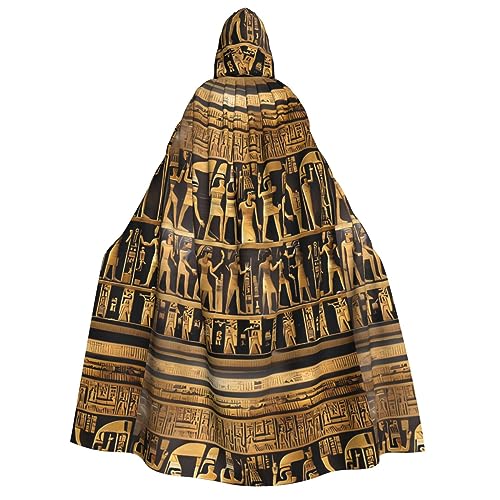 HUIKGIER Ägypten Hieroglyphen Druck Erwachsene Kapuzenumhang Männer Frauen Halloween Karneval Cosplay - Mittelalter Hexe Thema von HUIKGIER