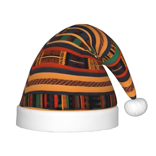 HUIKGIER Afrikanischer Webdruck, Weihnachtsmannmütze, Unisex, Weihnachts-Stirnbänder für den Außenbereich, Weihnachtsfeier, Geschenk von HUIKGIER