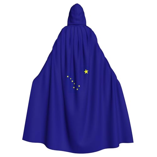 HUIKGIER Alaska State Flag Print Halloween Hooded Cloak - Allzweckumhang Damen Herren Karneval Mottoparty Cosplays von HUIKGIER