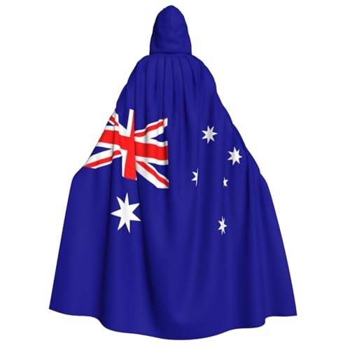 HUIKGIER Australische Flagge, Druck, Erwachsene, Kapuzenumhang, Herren, Damen, Halloween, Karneval, Cosplay, Mittelalter Hexe von HUIKGIER