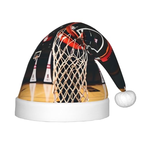 HUIKGIER Basketball-Druck, Weihnachtsmannmütze, Unisex, Weihnachts-Stirnbänder für den Außenbereich, Weihnachtsfeier, Geschenk von HUIKGIER