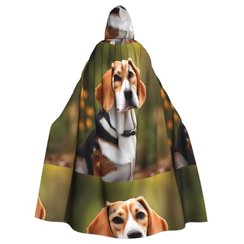 HUIKGIER Beagle-Hunde-Aufdruck, Halloween-Umhang mit Kapuze – Allzweck-Umhang für Damen und Herren, Karneval, Mottoparty, Cosplays von HUIKGIER