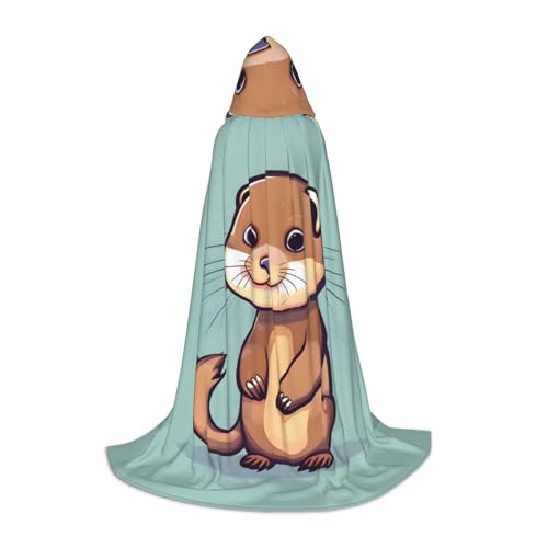 HUIKGIER Cartoon Cute Otters Print Hooded Cape Halloween Cloak, Cosplay Costume Accessory, Witch Cape Themed Parties von HUIKGIER