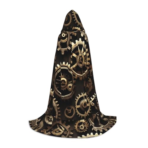 HUIKGIER Coole Steampunk-Getriebe-Druck Kapuzenumhang Halloween Umhang Cosplay Kostüm Zubehör Hexenumhang Motto-Partys von HUIKGIER