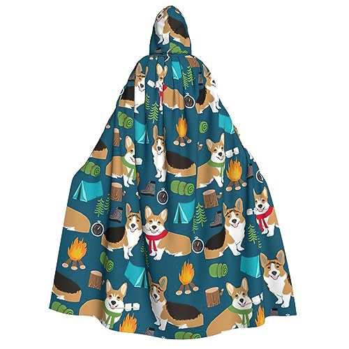 HUIKGIER Corgi Print Erwachsene Kapuzenumhang Herren Damen Halloween Karneval Cosplay - Mittelalter Hexe Thema von HUIKGIER