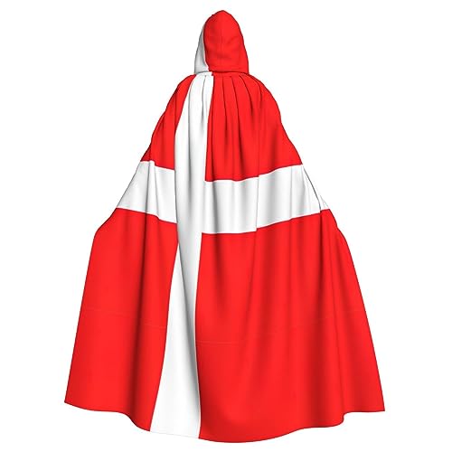 HUIKGIER Dänemark, dänische Flagge, Druck, Halloween, Kapuzenumhang, Allzweck-Umhang für Damen und Herren, Karneval, Mottoparty, Cosplays von HUIKGIER