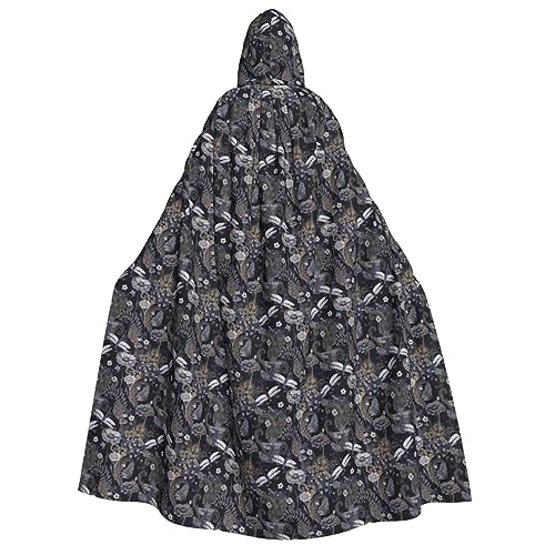 HUIKGIER Dragonflies Grey Print Erwachsene Kapuzenumhang Männer Frauen Halloween Karneval Cosplay - Mittelalter Hexe Thema von HUIKGIER