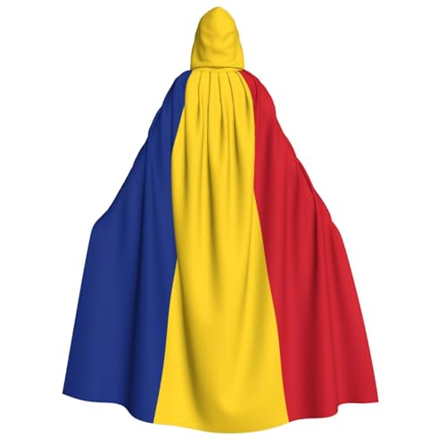 HUIKGIER Flagge Rumäniens Druck Erwachsene Kapuzenumhang Männer Frauen Halloween Karneval Cosplay - Mittelalter Hexe Thema von HUIKGIER