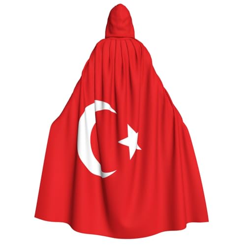 HUIKGIER Flagge der Türkei Druck Erwachsene Kapuzenumhang Männer Frauen Halloween Karneval Cosplay - Mittelalter Hexe Thema von HUIKGIER