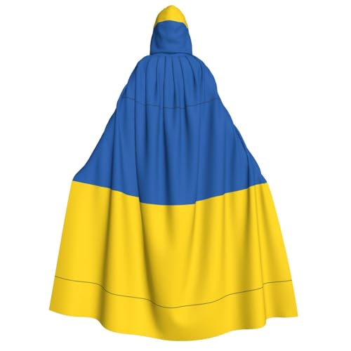 HUIKGIER Flagge der Ukraine Druck Erwachsene Kapuzenumhang Männer Frauen Halloween Karneval Cosplay - Mittelalter Hexe Thema von HUIKGIER