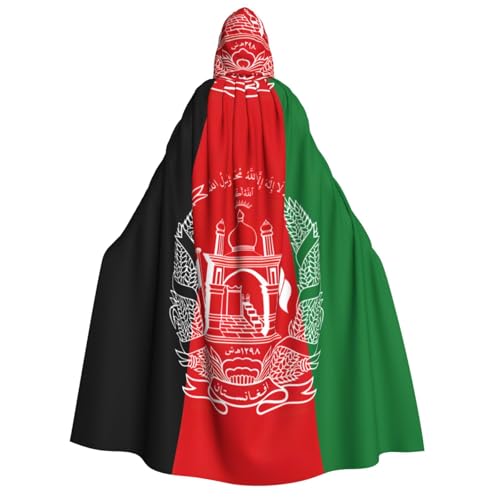 HUIKGIER Flagge von Afghanistan Druck Erwachsene Kapuzenumhang Männer Frauen Halloween Karneval Cosplay - Mittelalterliche Hexe Thema von HUIKGIER