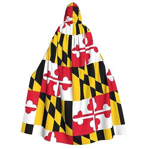 HUIKGIER Flagge von Maryland Druck Erwachsene Kapuzenumhang Männer Frauen Halloween Karneval Cosplay - Mittelalter Hexe Thema von HUIKGIER