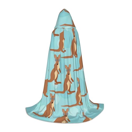 HUIKGIER Funny For Kangaroo Zoo Print Hooded Cape Halloween Cloak, Cosplay Costume Accessory, Witch Cape Themed Parties von HUIKGIER