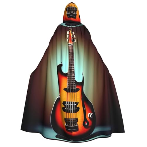 HUIKGIER Gitarre Bass Musik Instrument Druck Erwachsene Kapuzenumhang Männer Frauen Halloween Karneval Cosplay - Mittelalter Hexe Thema von HUIKGIER