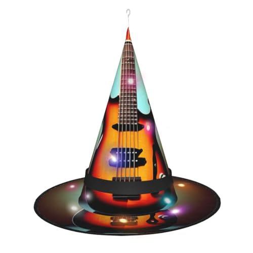 HUIKGIER Gitarre Bass Musik Instrument Druck Halloween Hexenhut Entzückende Hexenhüte geeignet für Halloween Partys Feste von HUIKGIER