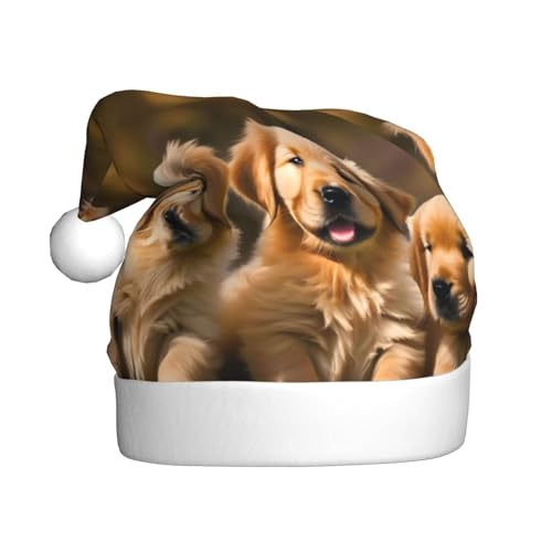 HUIKGIER Golden Retriever Weihnachtsmütze für Erwachsene, lustige Weihnachtsmütze, Weihnachtszubehör und Kostüme von HUIKGIER