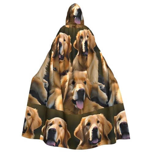 HUIKGIER Golden Retrievers Print Halloween Kapuzenumhang – Allzweckumhang für Damen und Herren, Karneval, Mottoparty, Cosplays von HUIKGIER