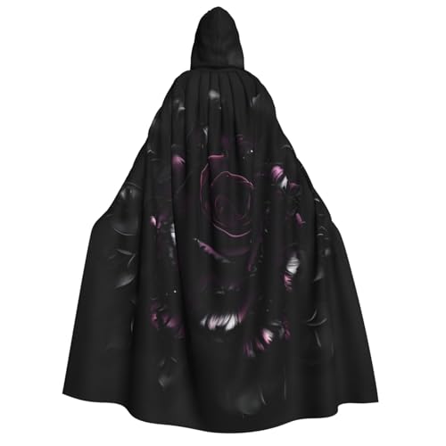 HUIKGIER Gothic Rose Print Erwachsene Kapuzenumhang Männer Frauen Halloween Karneval Cosplay - Mittelalter Hexe Thema von HUIKGIER