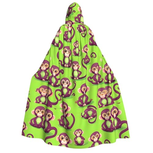 HUIKGIER Grüner Smart Monkey Print Erwachsene Kapuzenumhang Männer Frauen Halloween Karneval Cosplay - Mittelalter Hexe Thema von HUIKGIER