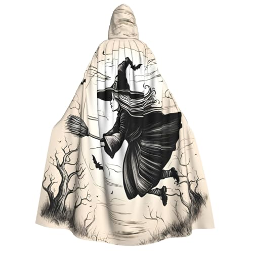 HUIKGIER Halloween Hexe fliegend Druck Erwachsene Kapuzenumhang Männer Frauen Halloween Karneval Cosplay - Mittelalter Hexe Thema von HUIKGIER