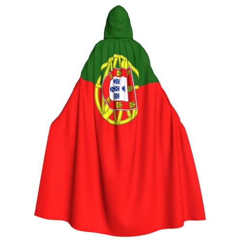 HUIKGIER Halloween Kapuzenumhang mit portugiesischer Flagge, Allzweck-Umhang für Damen und Herren, Karneval, Mottoparty, Cosplays von HUIKGIER