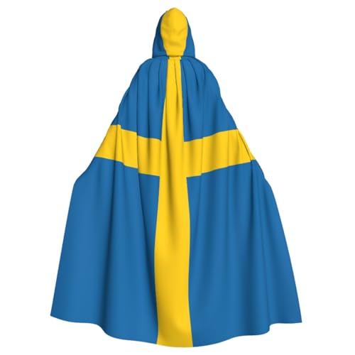 HUIKGIER Halloween-Umhang mit schwedischer Flagge, Allzweck-Umhang für Damen und Herren, Karneval, Mottoparty, Cosplays von HUIKGIER