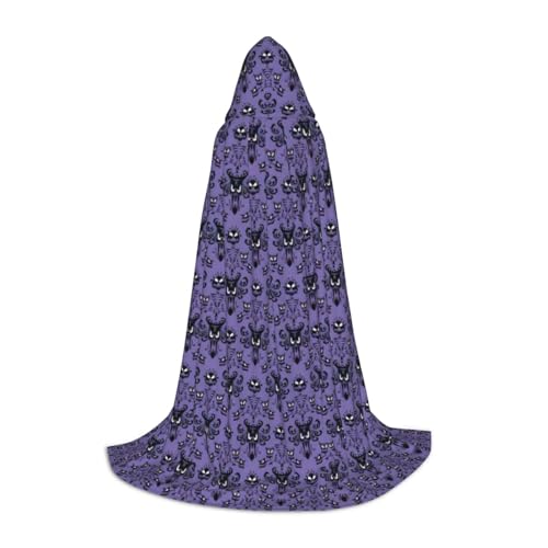 HUIKGIER Haunted Mansions Print Hooded Cape Halloween Cloak, Cosplay Costume Accessory, Witch Cape Themed Parties von HUIKGIER