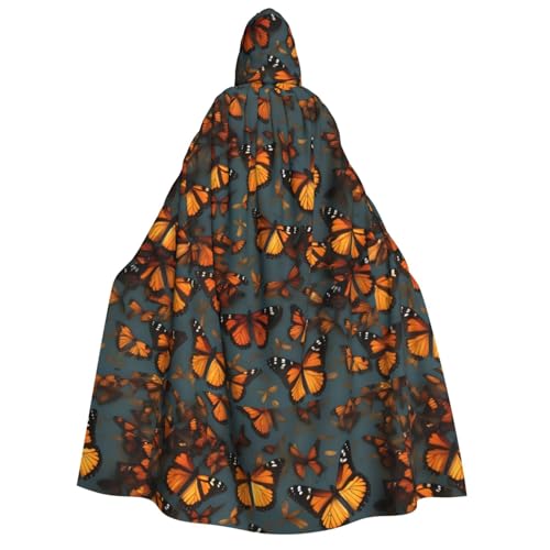 HUIKGIER Heaps Of Orange Monarch Butterflies Print Erwachsene Kapuzenumhang Männer Frauen Halloween Karneval Cosplay - Mittelalterliche Hexe Thema von HUIKGIER