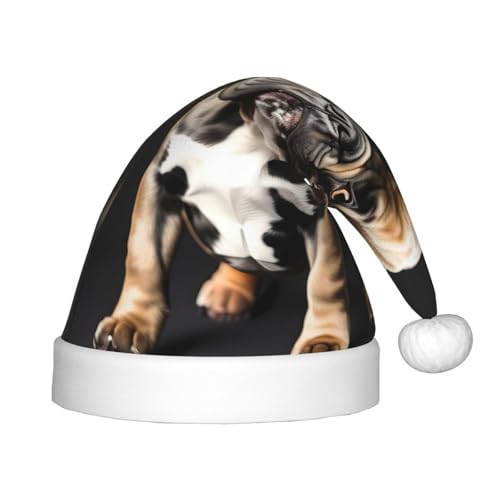 HUIKGIER Lange Ohren Französische Bulldogge Druck Weihnachten Weihnachtsmann Hüte Unisex Xmas Stirnbänder für Outdoor Weihnachten Party Geschenk von HUIKGIER