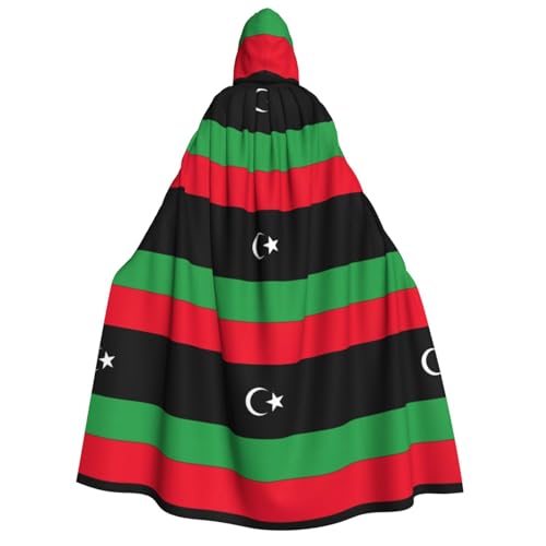 HUIKGIER Libysche Flagge Druck Erwachsene Kapuzenumhang Männer Frauen Halloween Karneval Cosplay - Mittelalter Hexe Thema von HUIKGIER