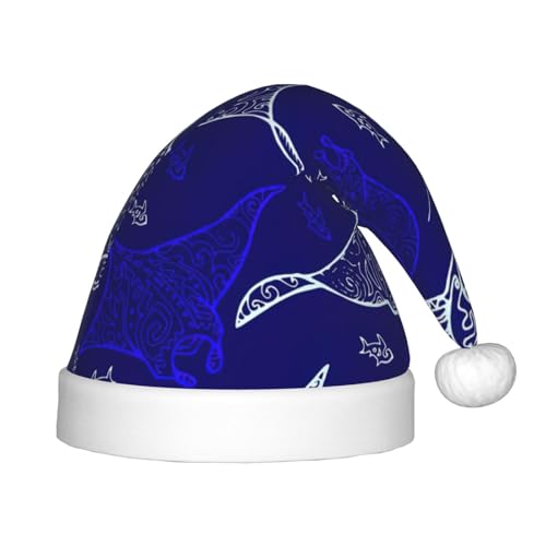 HUIKGIER Manta Ray und Fisch Druck Weihnachten Weihnachtsmann Hüte Unisex Xmas Stirnbänder für Outdoor Weihnachten Party Geschenk von HUIKGIER