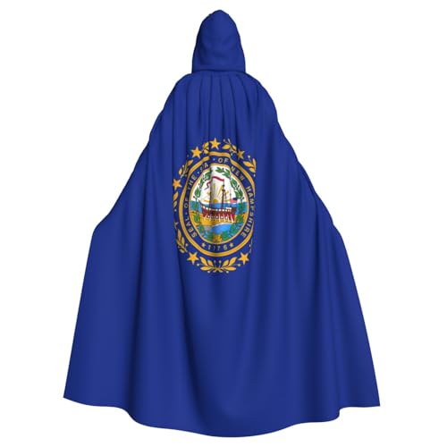 HUIKGIER New Hampshire State Flag Print Halloween Hooded Cloak - Allzweckumhang Damen Herren Karneval Mottoparty Cosplays von HUIKGIER