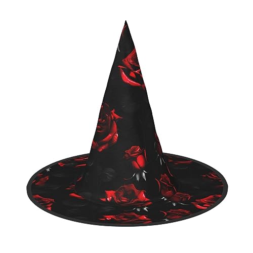 HUIKGIER Rote und schwarze Rosen, Halloween-Hüte, einzigartige Hexenhüte für Damen und Herren, Party-Dekorationen für Halloween von HUIKGIER