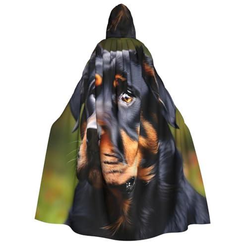 HUIKGIER Rottweiler Muster Druck Erwachsene Kapuzenumhang Herren Damen Halloween Karneval Cosplay - Mittelalter Hexe Thema von HUIKGIER