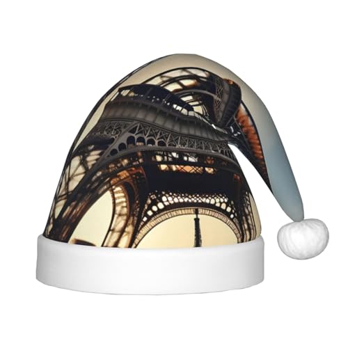 HUIKGIER Schöner Eiffelturm Paris Druck Weihnachten Weihnachtsmann Hüte Unisex Xmas Stirnbänder für Outdoor Weihnachten Party Geschenk von HUIKGIER