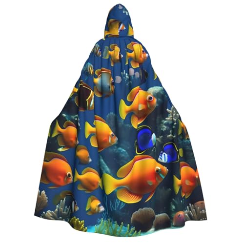 HUIKGIER The Underwater World Tropical Fish Print Erwachsene Kapuzenumhang Männer Frauen Halloween Karneval Cosplay - Mittelalter Hexe Thema von HUIKGIER