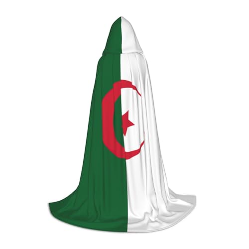 HUIKGIER Umhang mit Kapuze Algerien Flagge Algeriens, Halloween-Umhang, Cosplay-Kostüm-Zubehör, Hexenumhang Motto-Partys von HUIKGIER