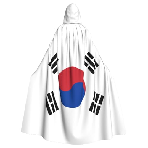 HUIKGIER Umhang mit der Flagge der Republik Korea, bedruckt, Halloween, Kapuzenumhang, Allzweck-Umhang für Damen und Herren, Karneval, Mottoparty, Cosplays von HUIKGIER