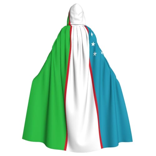 HUIKGIER Umhang mit der Flagge der Republik Usbekistan, Halloween-Kapuzenumhang – Allzweck-Umhang für Damen und Herren, Karneval, Mottoparty, Cosplays von HUIKGIER