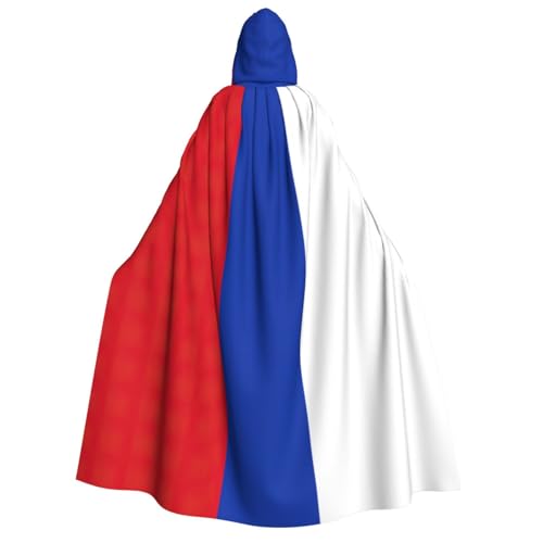 HUIKGIER Umhang mit russischer Flagge für Erwachsene, mit Kapuze, für Herren, Damen, Halloween, Karneval, Cosplay, Mittelalterliche Hexe von HUIKGIER