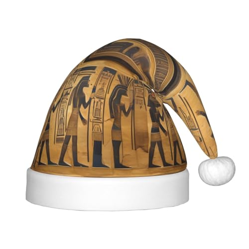 HUIKGIER Weihnachtsmannmützen mit Ägypten-Hieroglyphen-Druck, Unisex, Weihnachts-Stirnbänder für den Außenbereich, Weihnachtsfeier, Geschenk von HUIKGIER