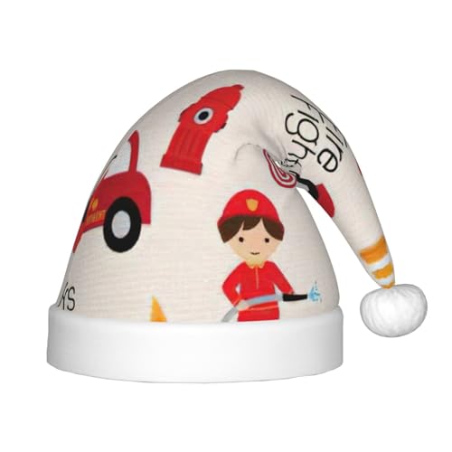 HUIKGIER Weihnachtsmannmützen mit Aufdruck "Little Boys And Girls in Firefighters", Unisex, Weihnachts-Stirnbänder für den Außenbereich, Weihnachtsgeschenk, Partygeschenk von HUIKGIER