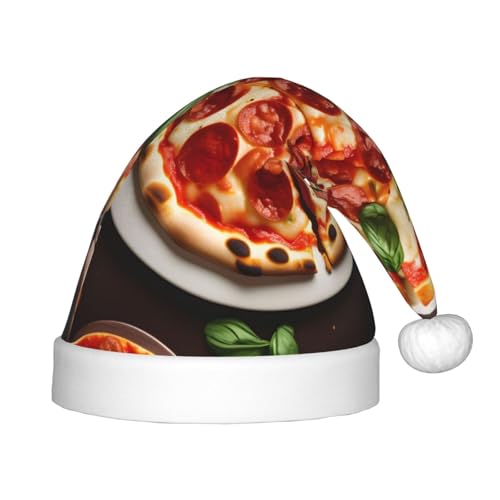 HUIKGIER Weihnachtsmannmützen mit Pizza-Aufdruck, unisex, Weihnachts-Stirnbänder für den Außenbereich, Weihnachtsfeier, Geschenk von HUIKGIER