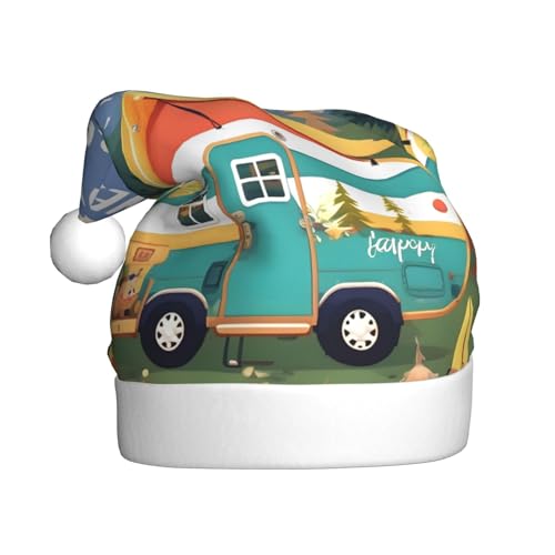 HUIKGIER Weihnachtsmütze mit Aufdruck "Happy Camper" für Erwachsene, lustige Weihnachtsmütze, Weihnachtszubehör und Kostüme von HUIKGIER