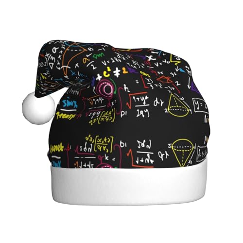 HUIKGIER Weihnachtsmütze mit Mathe-Formel-Druck, für Erwachsene, lustige Weihnachtsmütze, Weihnachtszubehör und Kostüme von HUIKGIER