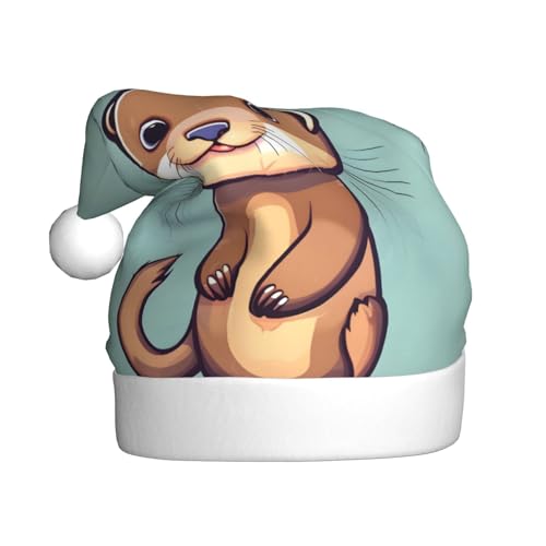 HUIKGIER Weihnachtsmütze mit niedlichem Otter-Motiv, für Erwachsene, lustige Weihnachtsmütze, Weihnachtszubehör und Kostüme von HUIKGIER