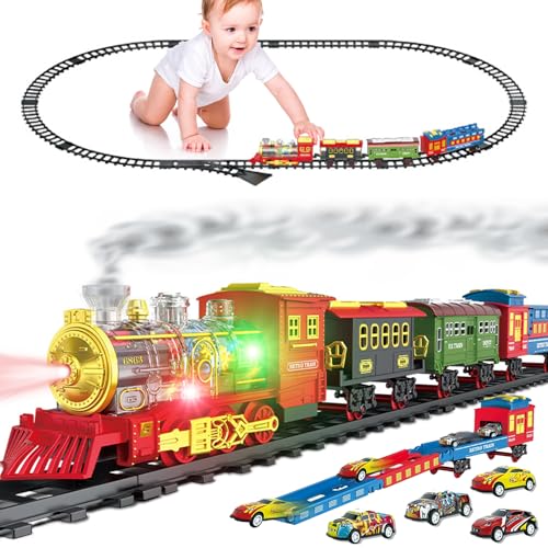 Elektrischer Zug Set für Kinder,Weihnachtszug,Zug Elektrisch,Eisenbahn Kinder Elektrisch,Fernbedienung dampfzug,Elektrischer Zug Spielzeug mit Dampf,Kreatives Spielzeug für Kinder ab 6 Jahren von HUIKUANGEU