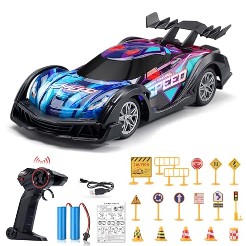 Ferngesteuertes Auto,RC Drift Car,LED Blinken RC Auto Spielzeug,Rennauto Ferngesteuert,Remote Control Car,Spielzeug Rennauto mit LED-Licht,Road Drift RC Auto Spielzeug,für Erwachsene Kinder von HUIKUANGEU