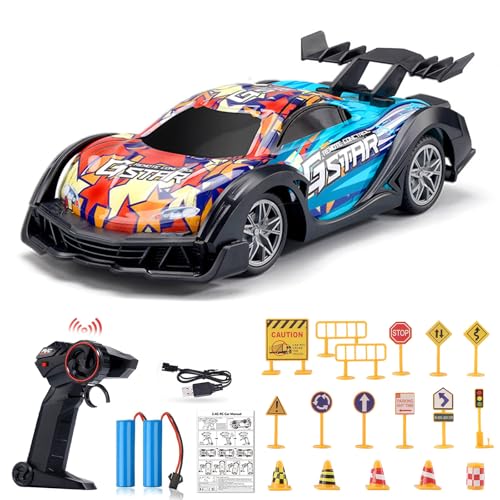 Ferngesteuertes Auto,RC Drift Car,LED Blinken RC Auto Spielzeug,Rennauto Ferngesteuert,Remote Control Car,Spielzeug Rennauto mit LED-Licht,Road Drift RC Auto Spielzeug,für Erwachsene Kinder von HUIKUANGEU